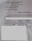 Ordre de versement des frais de certificat de propriété